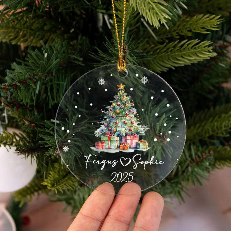 Personalized Couples Christmas Ornament – Custom Name Acrylic Xmas Decoration, Unique Holiday Gift for Couples - Media 3