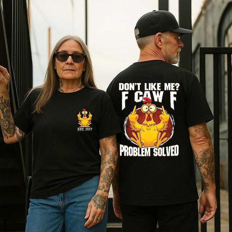 Funny Chicken Middle Finger T-Shirt – Don’t Like Me? Problem Solved Graphic Tee for Men - Media 3