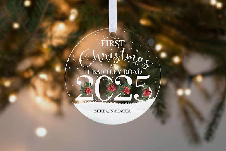 Couples Christmas Bauble Ornament 2025 – Personalised Merry Xmas Decoration, Cute Holiday Gift Idea