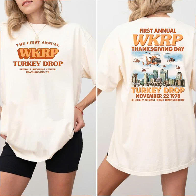 WKRP Turkey Drop T-Shirt: First Annual Thanksgiving 1978 Vintage Gift - Media 2