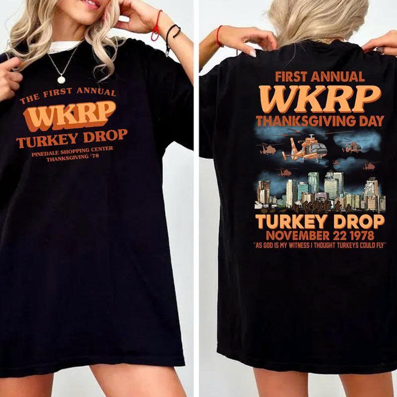 WKRP Turkey Drop T-Shirt: First Annual Thanksgiving 1978 Vintage Gift - Media 3