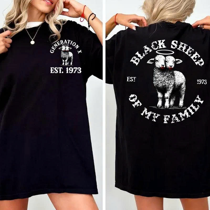 Black Sheep of the Family Gen X T-Shirt - Est 1973 Unique Gift - Media 3