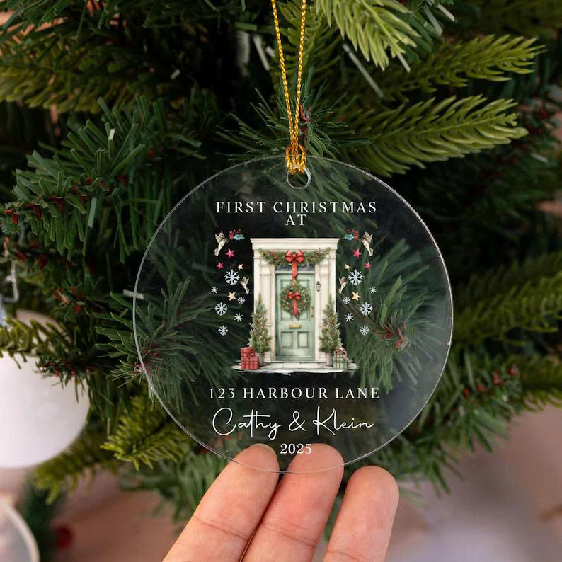 New Home Christmas Ornament 2025 – Our First Christmas in Our New Home, Personalized Glass Decoration Gift