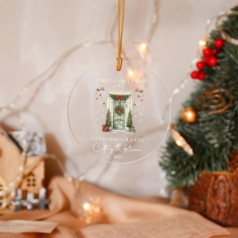 New Home Christmas Ornament 2025 – Our First Christmas in Our New Home, Personalized Glass Decoration Gift - Media 2