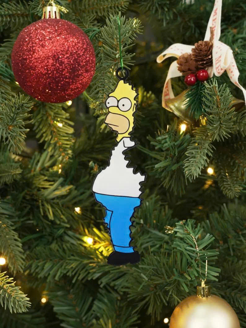 Homer Simpson Christmas Tree Ornament – Funny Bush Meme Bauble, Hilarious Xmas Gift - Media 2