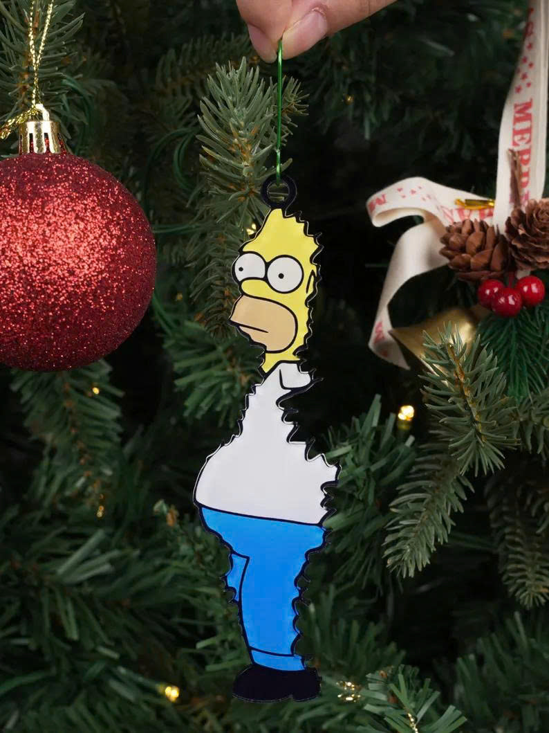 Homer Simpson Christmas Tree Ornament – Funny Bush Meme Bauble, Hilarious Xmas Gift - Media 3
