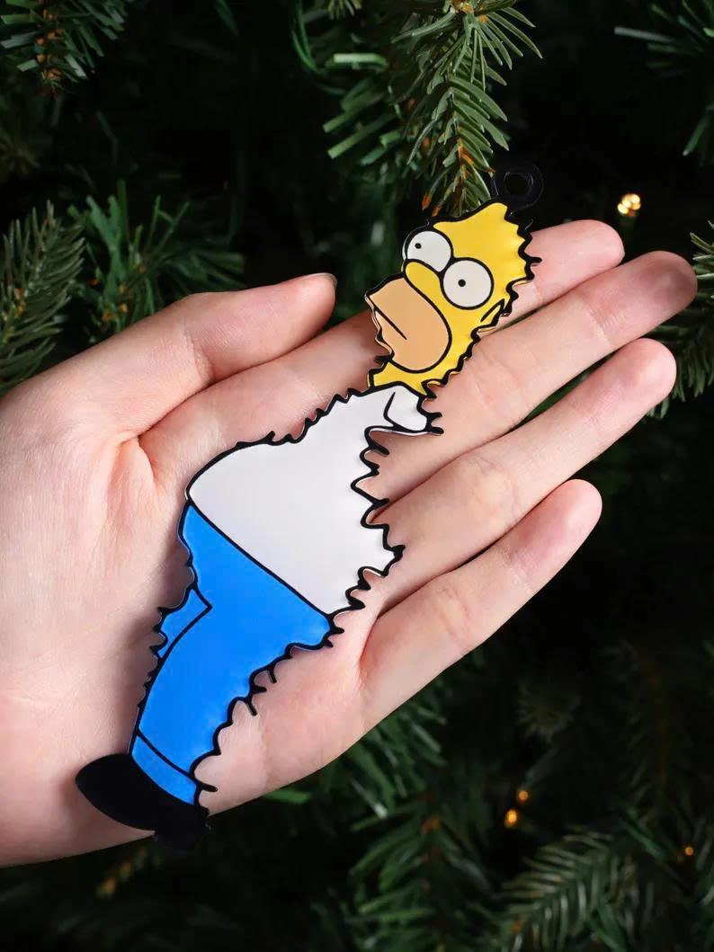 Homer Simpson Christmas Tree Ornament – Funny Bush Meme Bauble, Hilarious Xmas Gift - Media 4