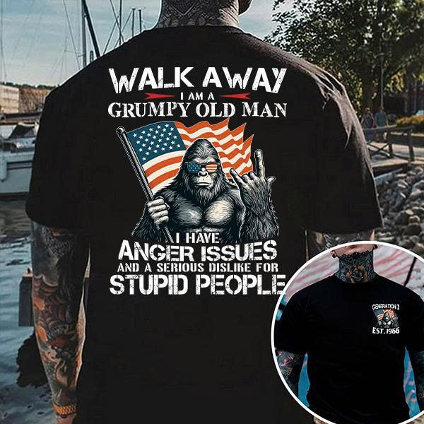 Grumpy Old Man T-Shirt | Patriotic Gorilla Anger Issues Tee - Media 2
