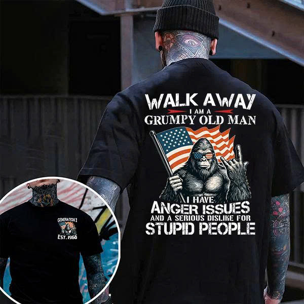 Grumpy Old Man T-Shirt | Patriotic Gorilla Anger Issues Tee - Media 3