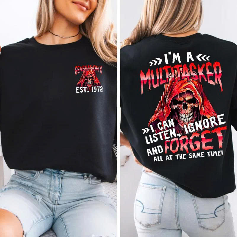 Generation X Est 1972 T-Shirt | Vintage Birthday Gift for Gen X | Funny Skull Sweatshirt - Media 2