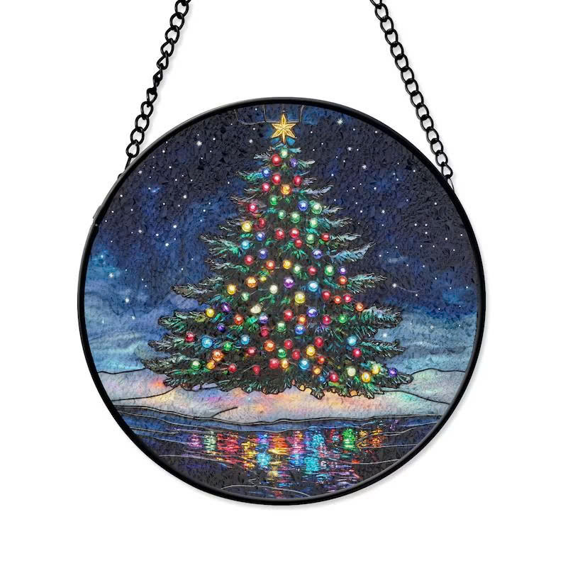 Christmas Tree Stained Glass Suncatcher – Colorful Holiday Window Art, Festive Decor Gift - Media 4
