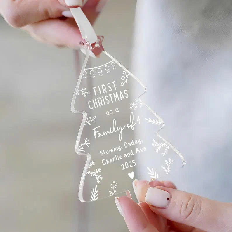 Personalised First Christmas as a Family of 4 Ornament – Family Tree Decoration, Baby’s 1st Christmas Gift - Media 2