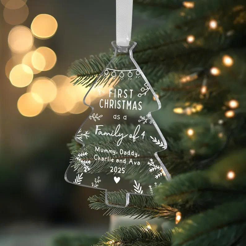 Personalised First Christmas as a Family of 4 Ornament – Family Tree Decoration, Baby’s 1st Christmas Gift - Media 3