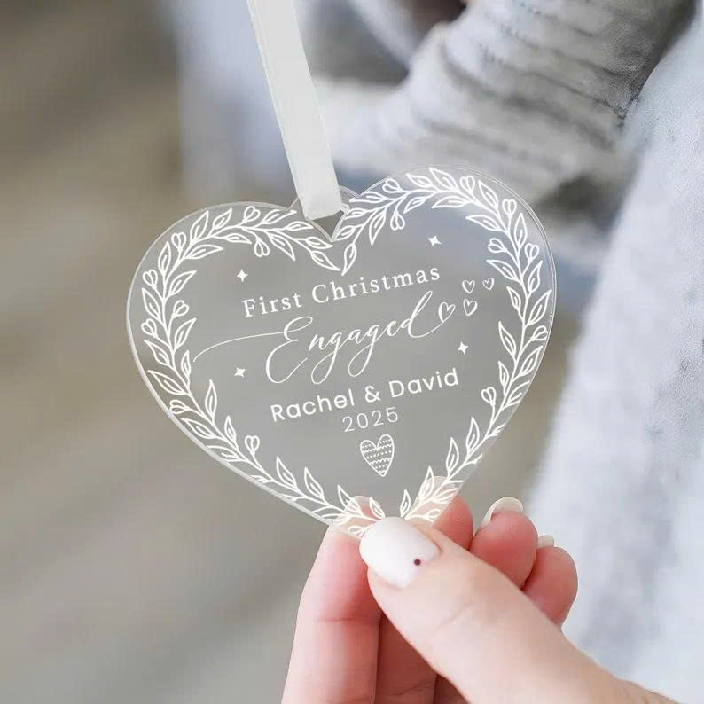 Christmas Engagement Ornament – Custom 1st Christmas Couple Bauble
