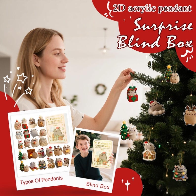 2D Pusheen Advent Calendar 2025, Cute Cat Box, Pastel Acrylic, 24 Day Countdown, Christmas Gift, Gift for Kids, Christmas Decor - Media 3