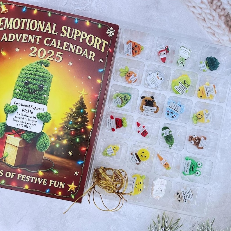 2D Emotional Support Advent Calendar 2025, Emotional Support Pendant, Funny Acrylic Ornaments-Vegetables-Animal, Countdown Christmas Box - Media 4