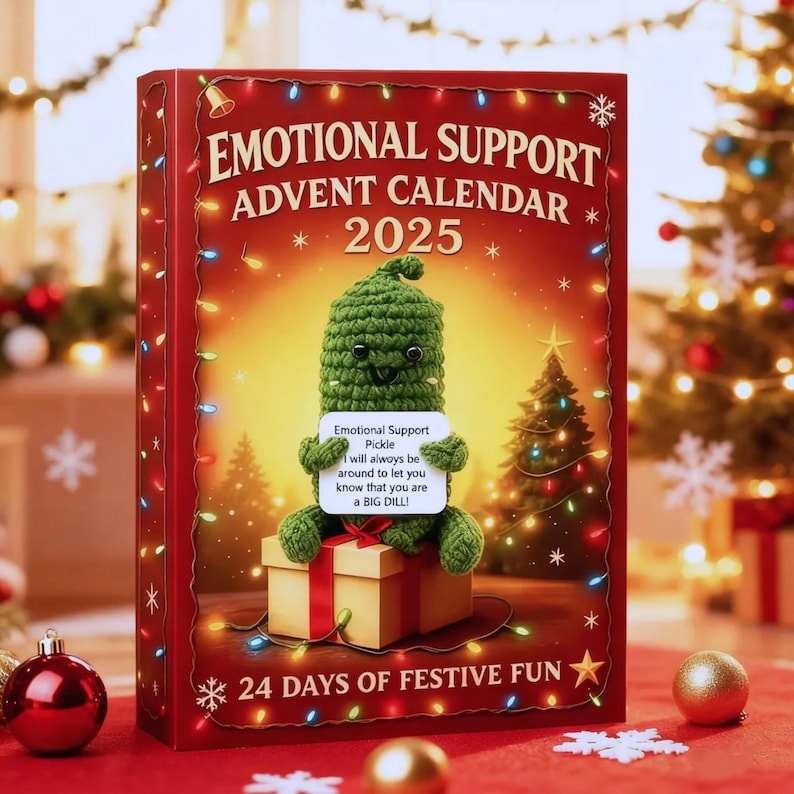2D Emotional Support Advent Calendar 2025, Emotional Support Pendant, Funny Acrylic Ornaments-Vegetables-Animal, Countdown Christmas Box - Media 2