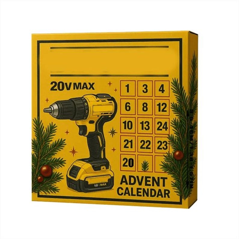 DeWalt 2D Advent Calendar 2025 Tool Lovers Christmas Countdown Box DIY Gift For Men Mechanics And Builders Holiday Set, Gift for Him