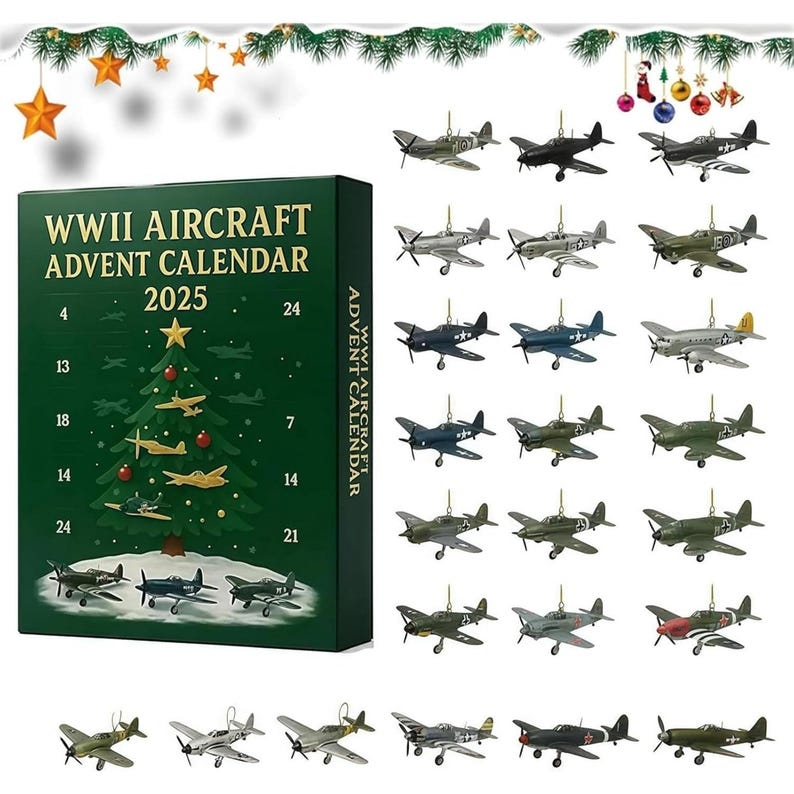 2D Aircraft Advent Calendar Christmas 2025,24 Mini Acrylic Items,Fighter Countdown Surprise Gift for Aviation Lovers & Military History Fans - Media 4