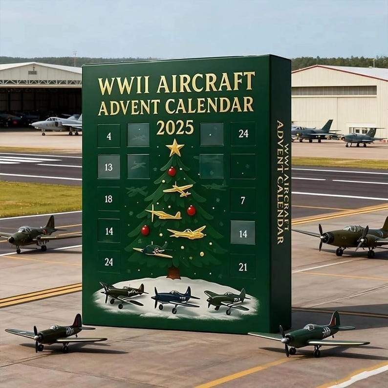 2D Aircraft Advent Calendar Christmas 2025,24 Mini Acrylic Items,Fighter Countdown Surprise Gift for Aviation Lovers & Military History Fans