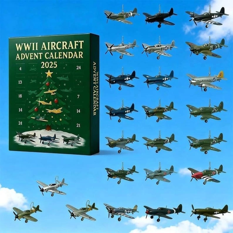 2D Aircraft Advent Calendar Christmas 2025,24 Mini Acrylic Items,Fighter Countdown Surprise Gift for Aviation Lovers & Military History Fans - Media 5