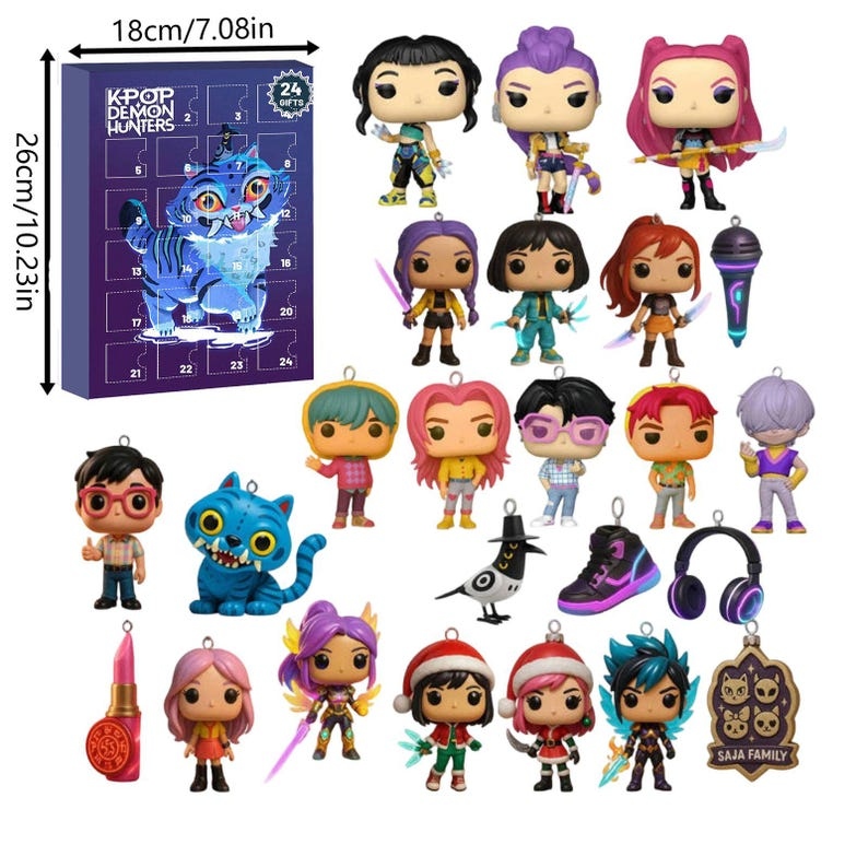 2D Kpop Demon Advent Calendar 2025, 24 Days Figurine Countdown Box, Anime Demon Xmas Countdown Box for K-Pop Fans, 24 Days of Xmas Surprises - Media 4