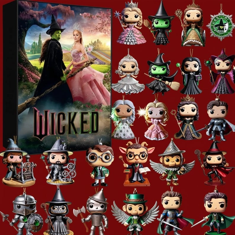 2025 Wicked Advent Calendar, 24 Days of Magical Surprises, Wicked Broadway Musical Themed Christmas Countdown Gift,The product is 2D acrylic