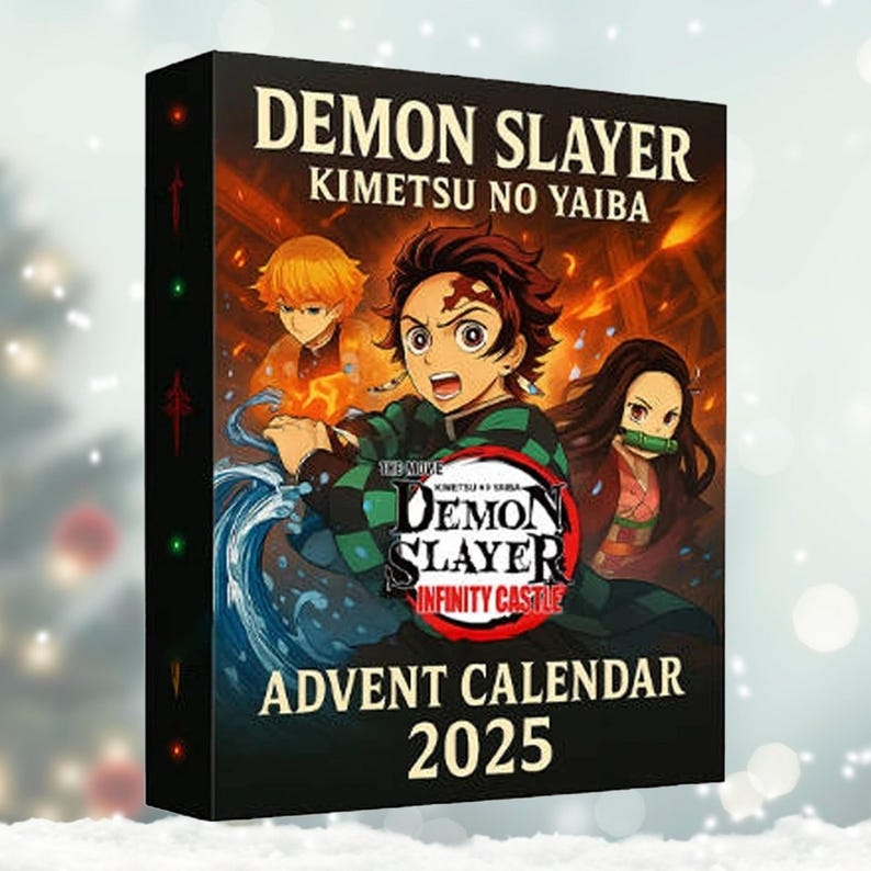 2D Ornament 2025 Demon Slayer Advent Calendar, 24 Mini Anime Figures, Kimetsu no Yaiba Christmas Countdown, Anime Gift for Fans, Children Toys Gifts