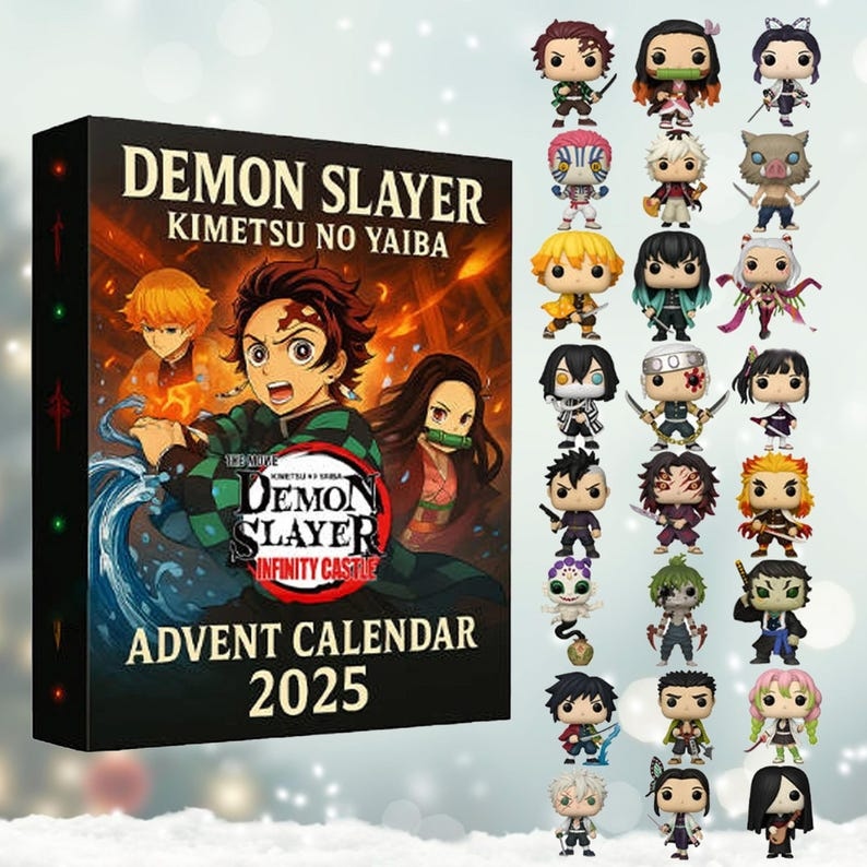 2D Ornament 2025 Demon Slayer Advent Calendar, 24 Mini Anime Figures, Kimetsu no Yaiba Christmas Countdown, Anime Gift for Fans, Children Toys Gifts - Media 4