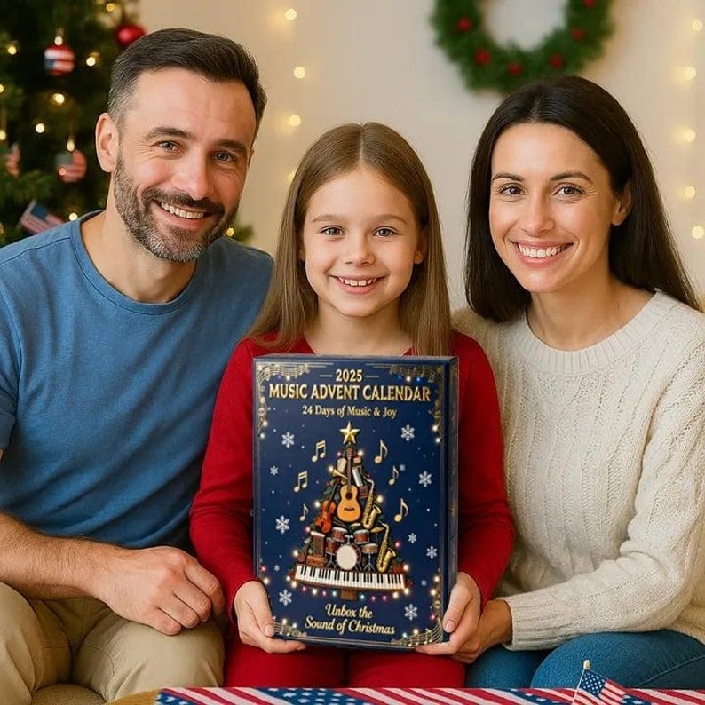 2D Ornament Musical Christmas Tree Advent Calendar 2025, 24-Day Music Lover Countdown, Instrument Ornaments, Festive Gift for Musicians, Christmas gift - Media 3