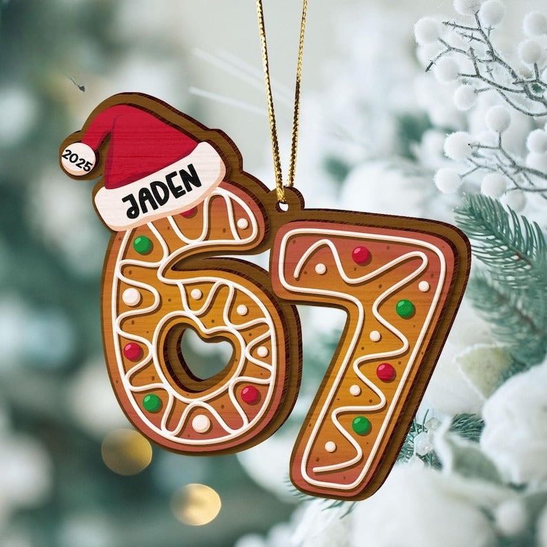 Custom Six Seven Ornament, Teen Slang Ornament, Funny Teenager Ornament, 67 Six Seven Ornament, Gen Z Teenager Tween Ornament, Boy Christmas - Media 2