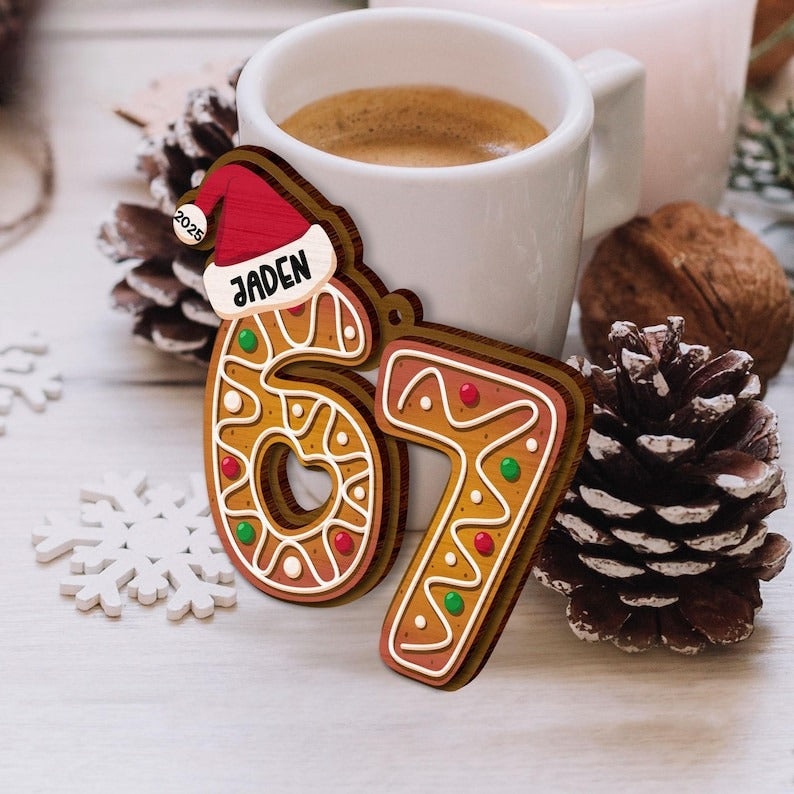 Custom Six Seven Ornament, Teen Slang Ornament, Funny Teenager Ornament, 67 Six Seven Ornament, Gen Z Teenager Tween Ornament, Boy Christmas - Media 3