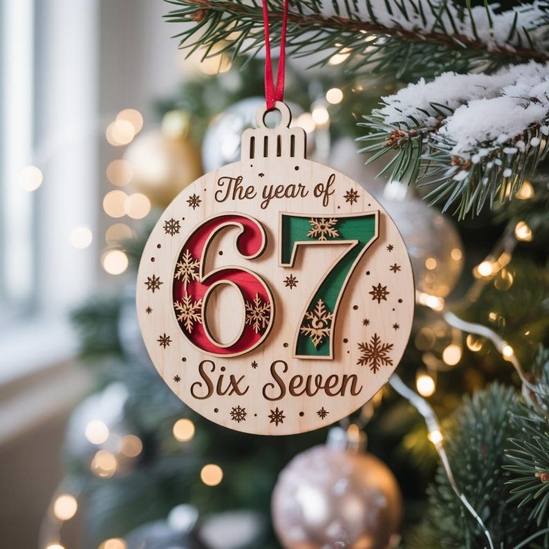 Christmas The Year Of 6 7 Ornament 6 7 Ornament Middle Schooler Gifts Teen Slang Ornament Teenager Ornament 67 Six Seven Christmas Gift