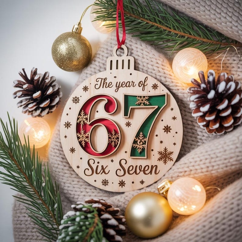 Christmas The Year Of 6 7 Ornament 6 7 Ornament Middle Schooler Gifts Teen Slang Ornament Teenager Ornament 67 Six Seven Christmas Gift - Media 2