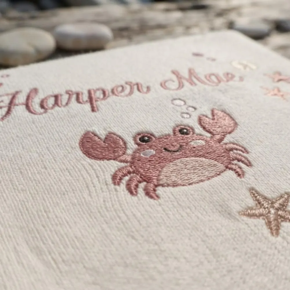Personalized Baby Blanket, Custom Embroidered Name, Crab Theme Nursery, Nautical Baby Gift, Soft Knit Newborn Blanket  YB1603 - Media 3