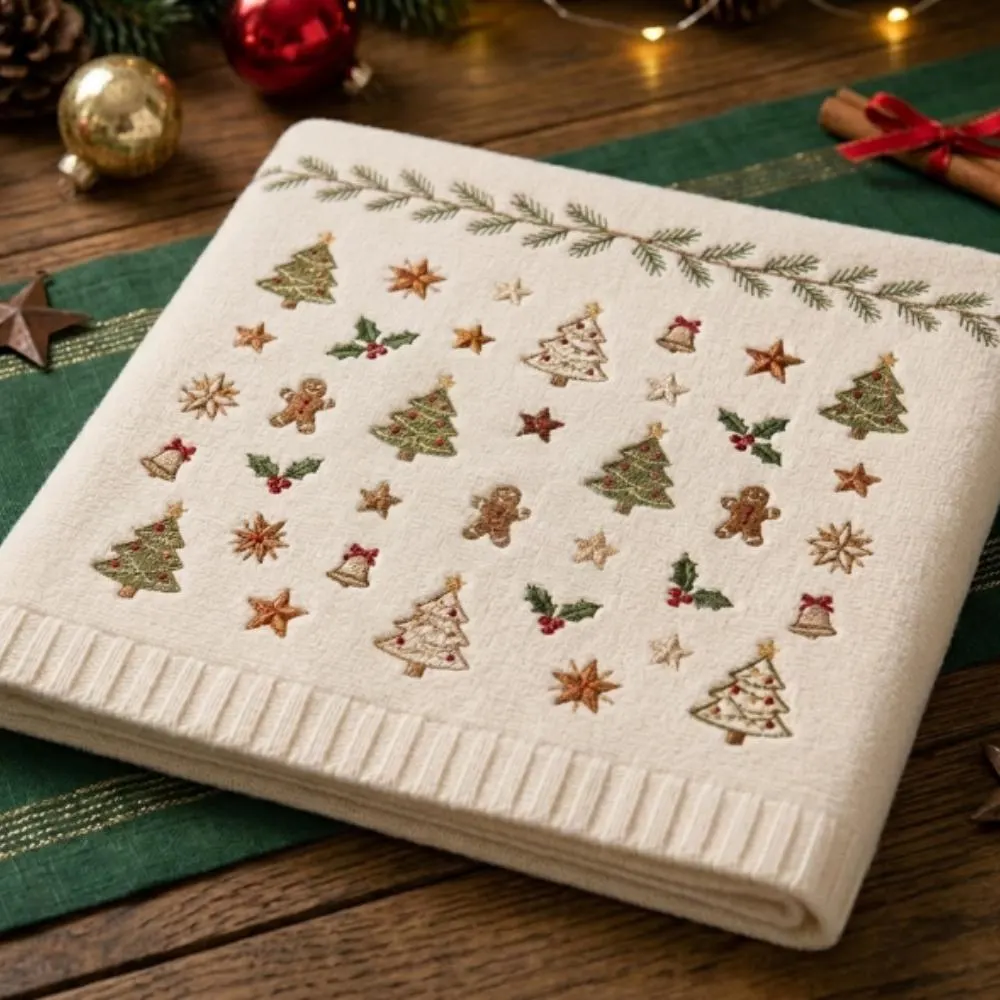 Baby's First Christmas Blanket, Personalized Embroidered Holiday Gift, Gingerbread Knit Blanket, Newborn Holiday Keepsake YB1603