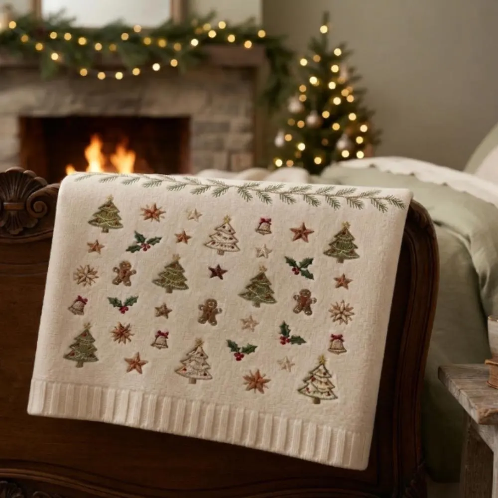 Baby's First Christmas Blanket, Personalized Embroidered Holiday Gift, Gingerbread Knit Blanket, Newborn Holiday Keepsake YB1603 - Media 4