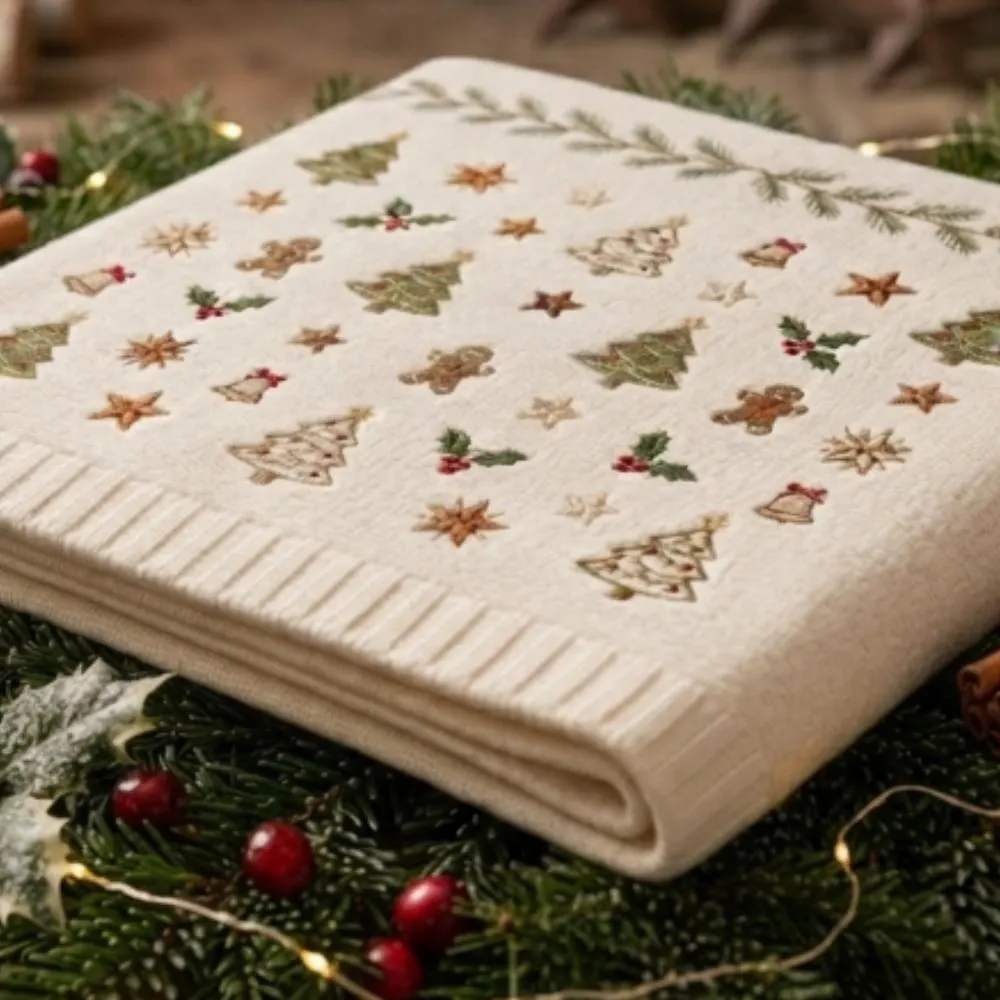 Baby's First Christmas Blanket, Personalized Embroidered Holiday Gift, Gingerbread Knit Blanket, Newborn Holiday Keepsake YB1603 - Media 5