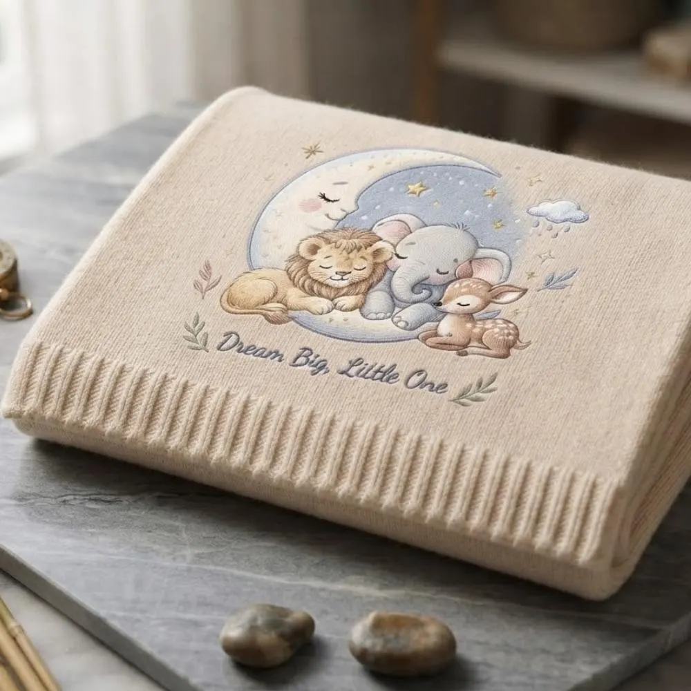 Dream Big Little One Baby Blanket, Neutral Safari Animal Nursery Decor, Soft Lion Elephant Deer Newborn Gift YB1603 - Media 5