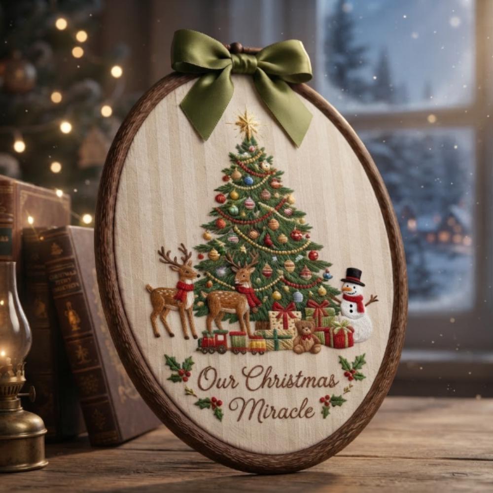 Our Christmas Miracle, Personalized Holiday Nursery Decor, Miracle Baby First Christmas Gift, Snowman Wall Hanging YB1603 - Media 2