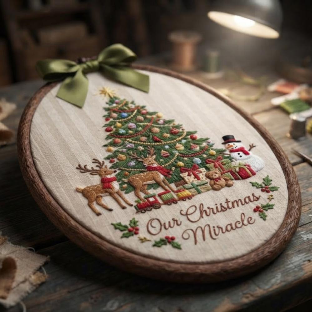 Our Christmas Miracle, Personalized Holiday Nursery Decor, Miracle Baby First Christmas Gift, Snowman Wall Hanging YB1603 - Media 3
