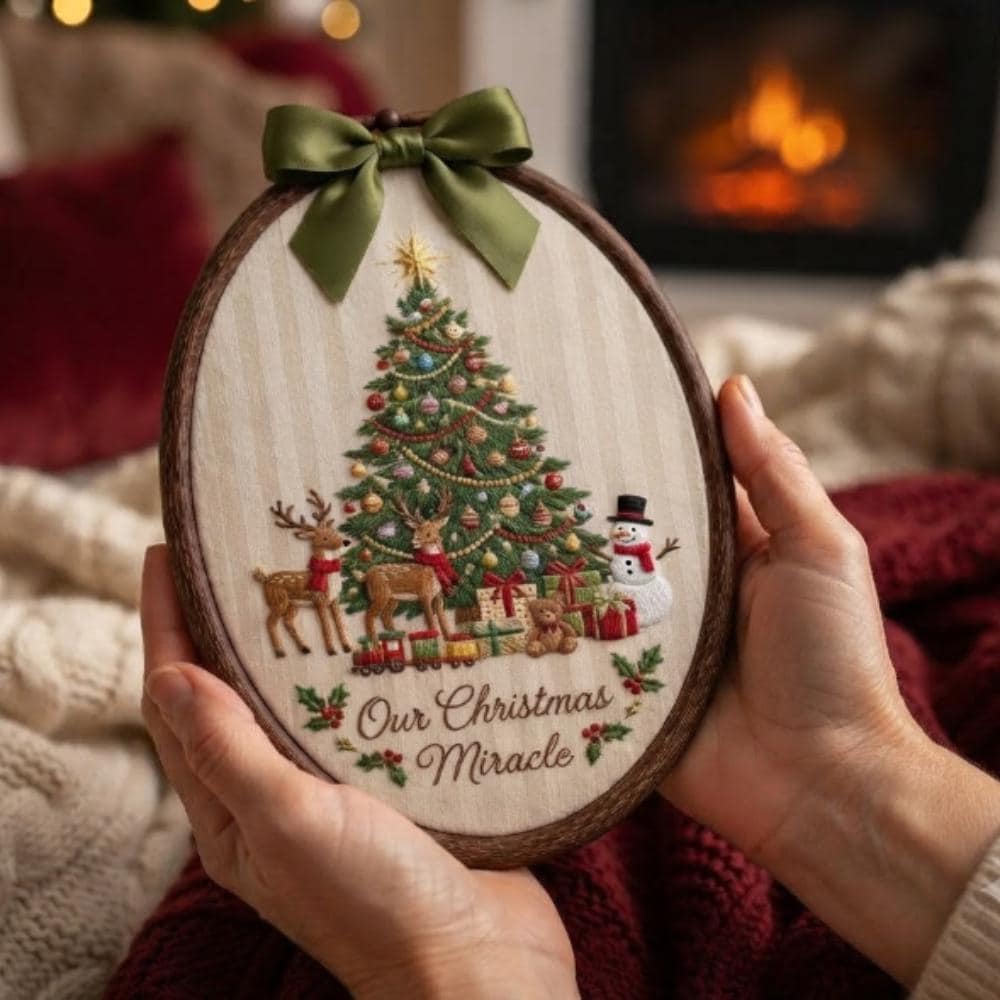 Our Christmas Miracle, Personalized Holiday Nursery Decor, Miracle Baby First Christmas Gift, Snowman Wall Hanging YB1603 - Media 4