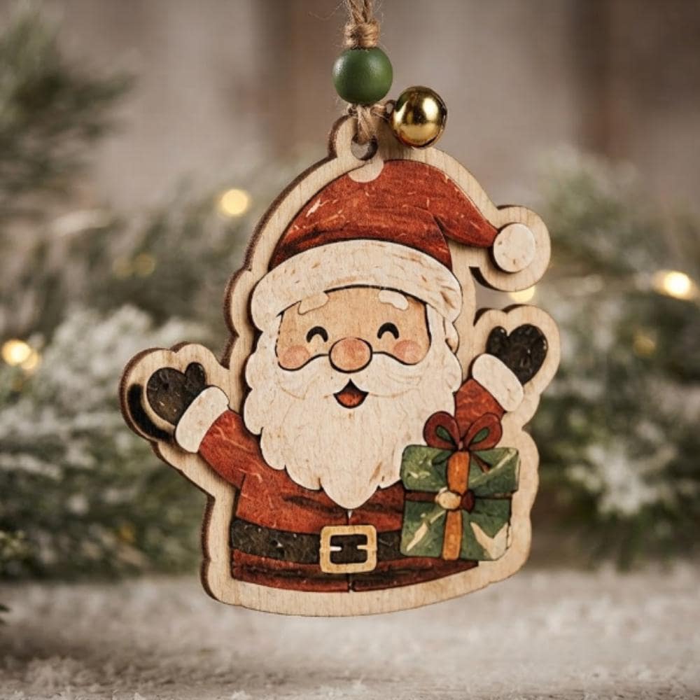 Wooden Santa Claus Christmas Ornament, Vintage Style Saint Nick Tree Decor, Rustic Farmhouse Christmas Decoration YB1603
