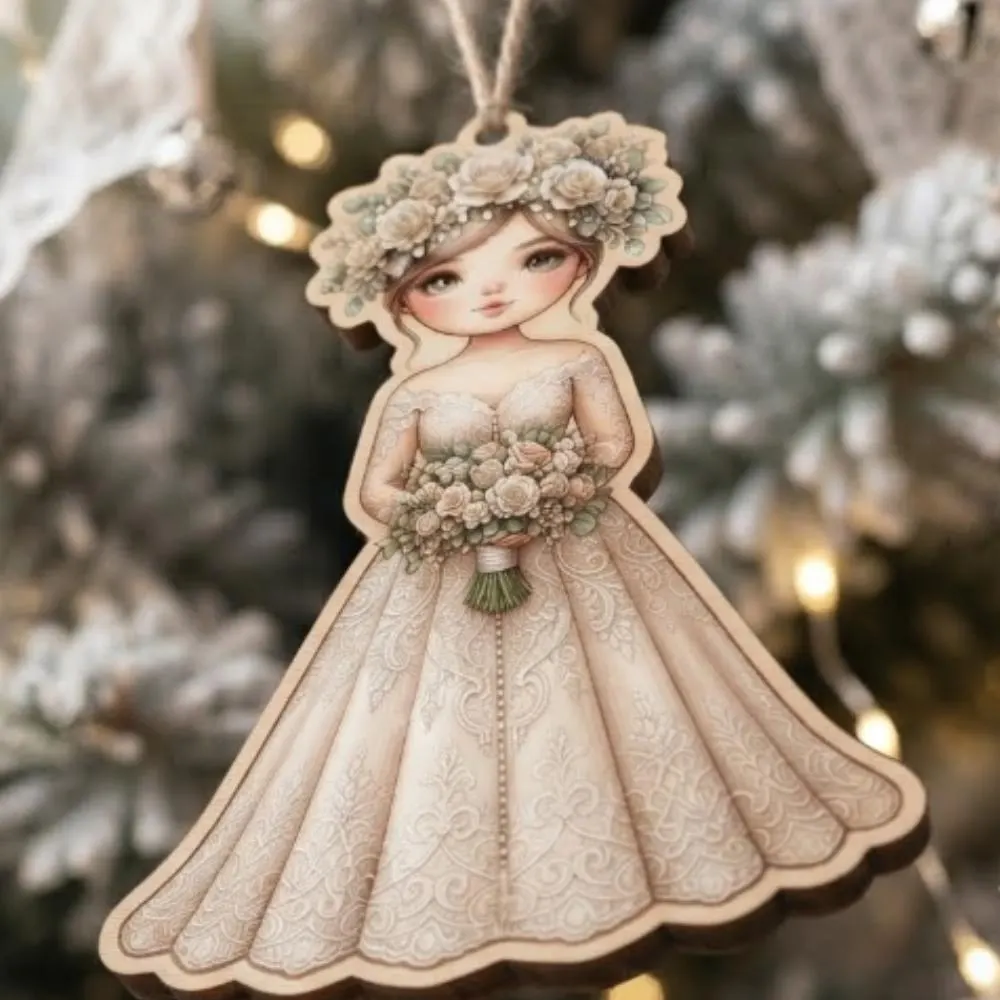 Our First Christmas Married Ornament, Personalized Bride Wood Decor, Custom Wedding Keepsake, First Year Married Gift YB1603 - Media 3
