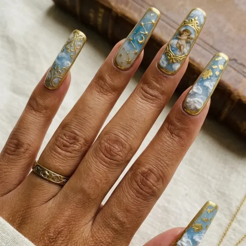 press on nails, custom press on nails, fake nails, Nails Art, stained glass nails, gold press on nails, 3d press on nails, luxury press on nails, handmade press on nails