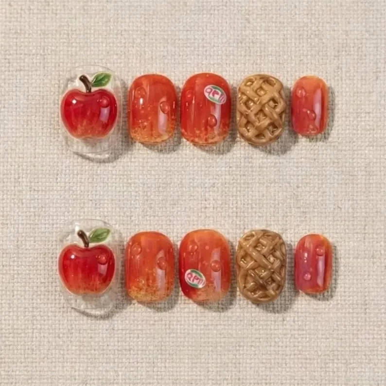 Red Syrup Gradient, Summer Nail Art, press on nails, custom press on nails, fake nails, Nails Art, stained glass nails, gold press on nails, 3d press on nails, luxury press on nails, handmade press on nails