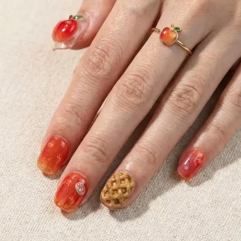 Gradient Nail Art, 3D Dessert Nails, press on nails, custom press on nails, fake nails, Nails Art, stained glass nails, gold press on nails, 3d press on nails, luxury press on nails, handmade press on nails