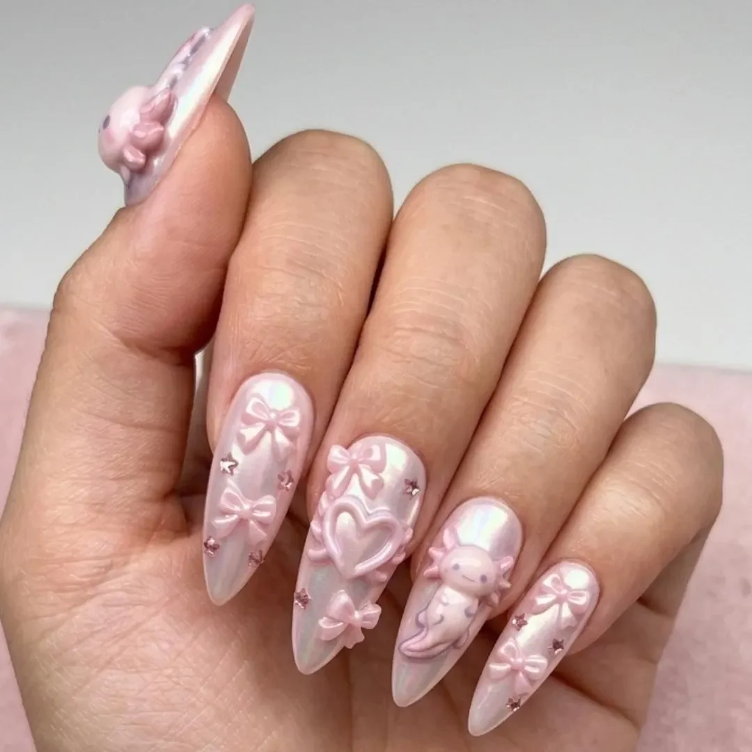 Coquette balletcore, Press on nails, press on nails, custom press on nails, fake nails, Nails Art, stained glass nails, gold press on nails, 3d press on nails, luxury press on nails, handmade press on nails