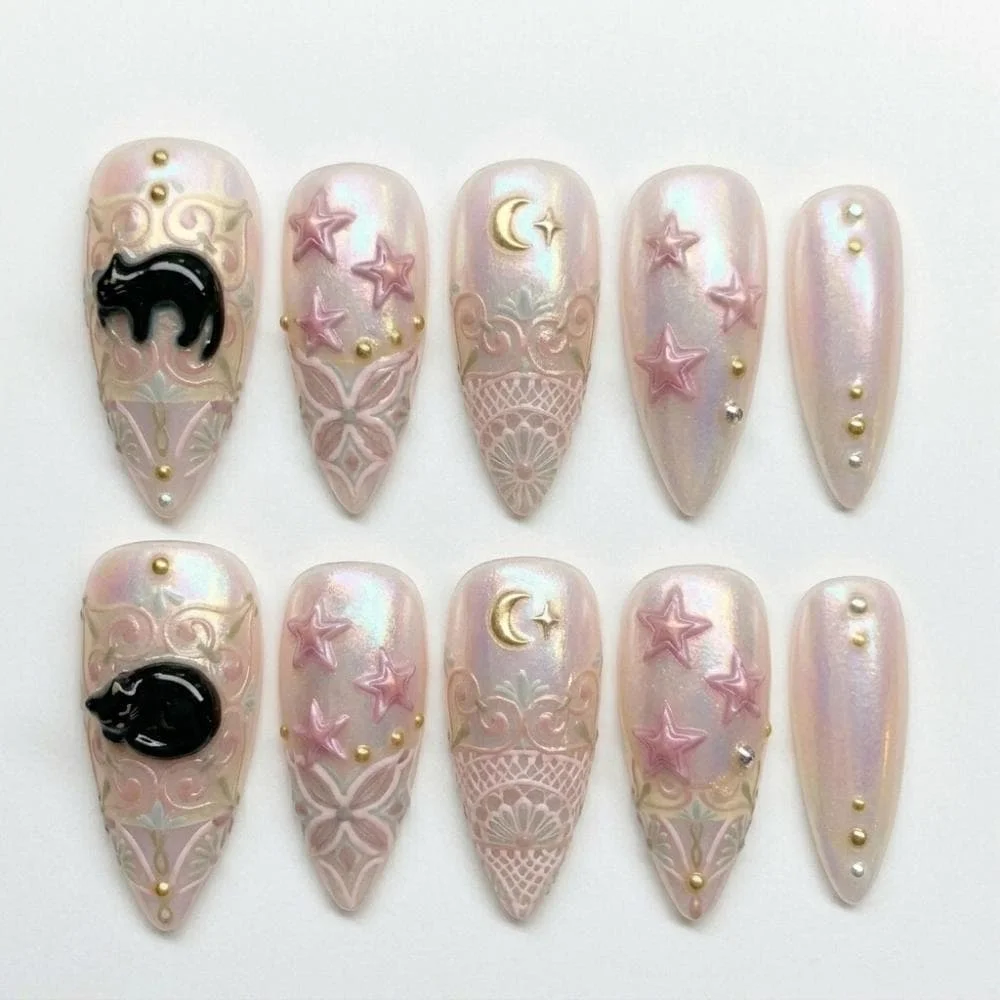 press on nails, custom press on nails, fake nails, Nails Art, stained glass nails, gold press on nails, 3d press on nails, luxury press on nails, handmade press on nails