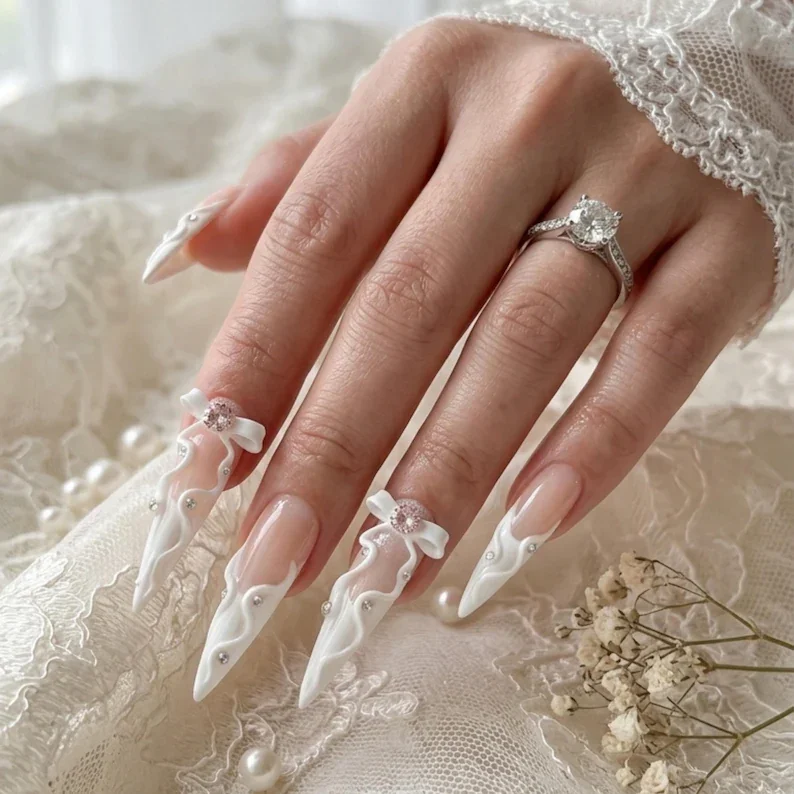 White Silk Drapery, Pink Crystal Wedding, press on nails, custom press on nails, fake nails, Nails Art, stained glass nails, gold press on nails, 3d press on nails, luxury press on nails, handmade press on nails